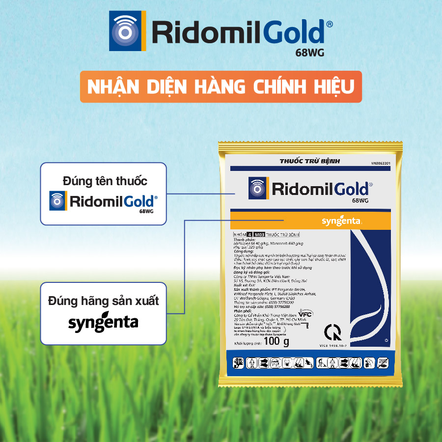 Ridomil Gold 68WG Nhận diện hàng chính hiệu